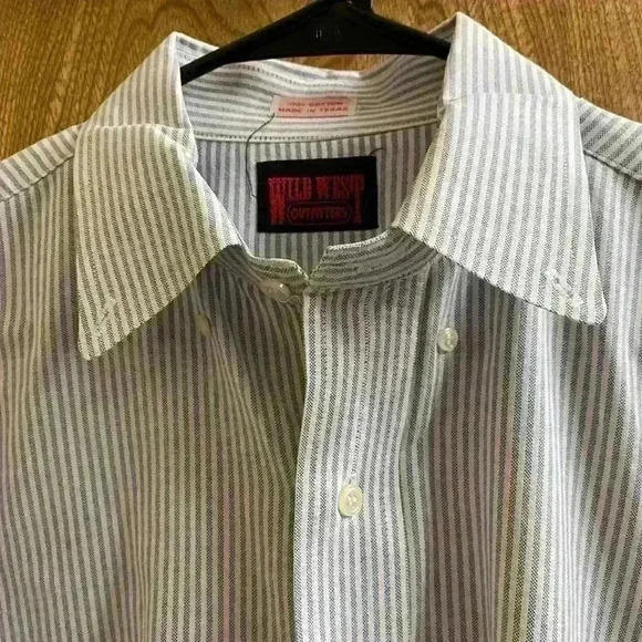 Wild West Outfitters Button-up Light Blue & White Striped Western Dress Shirt XL - Picture 9 of 9